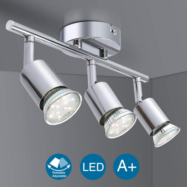 Modern Grey 3 Way Round Adjustable Ceiling Light Spotlights Fitting 3 LED Bulbs